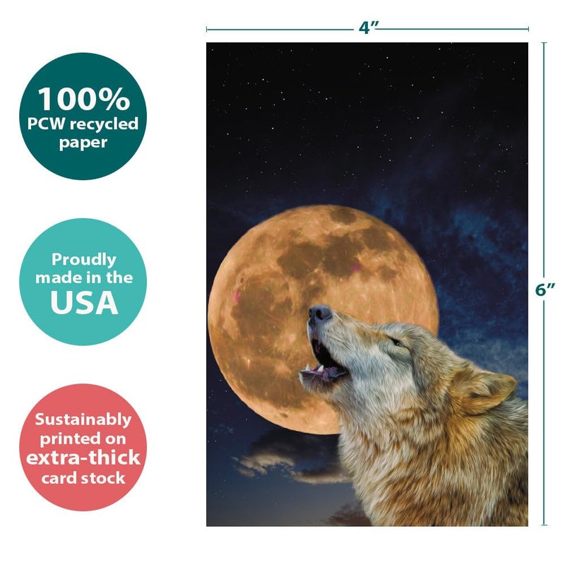 Tree-Free Greetings EcoNotes 12 Count One Wolf Moon All Occasion Notecard Set with Envelopes, 4 x 6 Inches (FS56312) - Image 4
